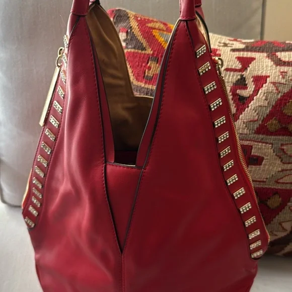 NEW Red Studded Leather Hobo Bag - Picture 6 of 6